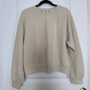 Madewell MWL Cream Crewneck Terry Sweatshirt, Cropped Fit, Size XL